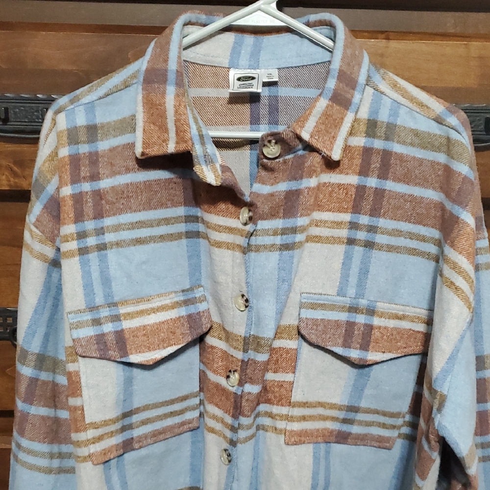 Ford Bronco Flannel Plaid Button Up Shacket